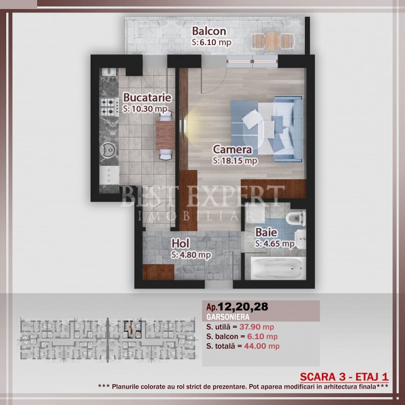 Theodor Pallady, garsoniera direct dezvoltator, 500 mt STB